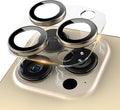 Compatible for iPhone 15 Pro/iPhone 15 Pro Max Camera Lens Protector, Clear Acrylic Plus Aluminium Alloy Ring 9H Tempered Glass Screen Camera Cover, Gold by KANOSAN