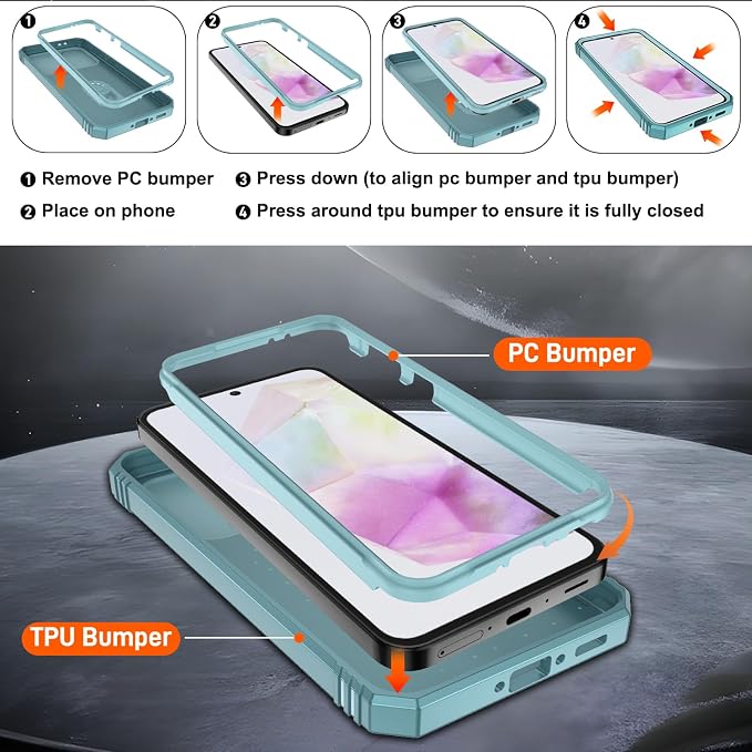 Gritup for Samsung A36 Case: A36 Samsung Phone Case with 2*Screen Protector, Magnetic Stand & Slide Camera Cover, Shock Proof Military-Grade Funda para A 36 Cover, Green - Image 3