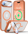 VOFATA [Upgraded Full Camera Protection] for iPhone Air Case with Camera Cover Stand [Fit for MagSafe][10FT Mil-Grade Protection] Translucent Magnetic Phone Cover for iPhone 17 Air Case, Orange by VOFATA