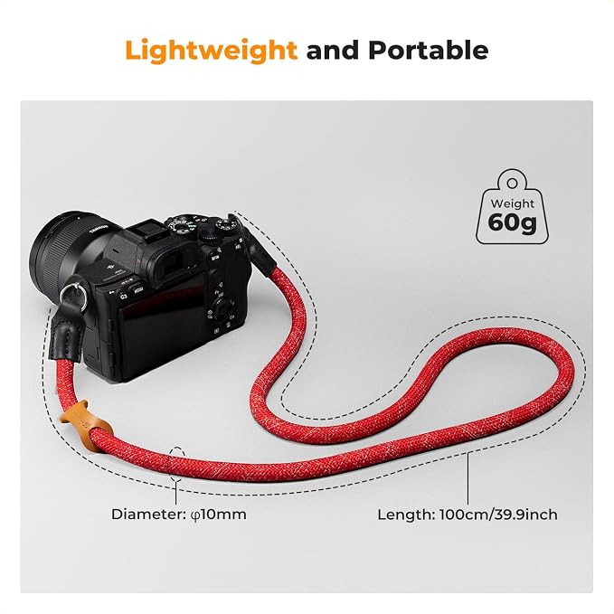 K&F CONCEPT Camera Neck Strap,100cm Camera Shoulder Strap | Nylon Rope, with O-ring for DSLR Camera, for Street Photography, BJ01 - Image 4