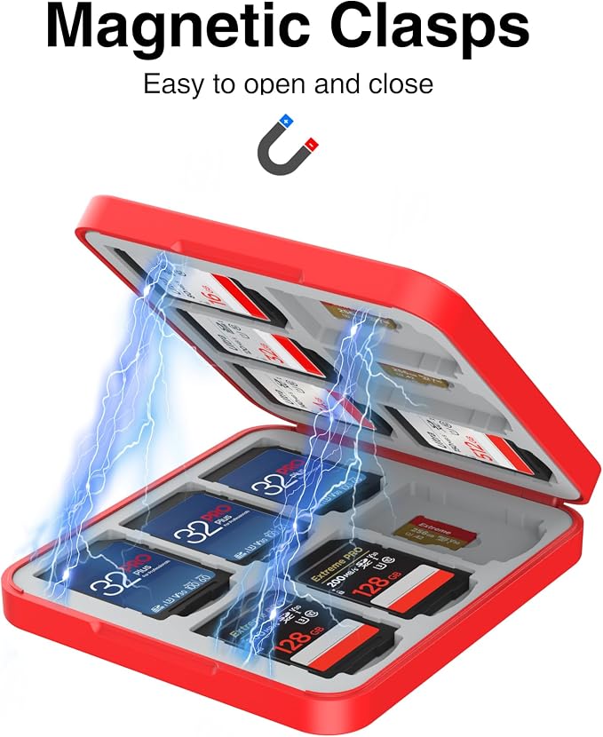 HEIYING Memory SD Card Holder with 24 Card Slots for Micro SD Cards | 12 SD + 12 Micro SD Slots, Magnetic Closure, Compact Portable Storage case with Soft Silicone Interior for Card Protection - Image 5