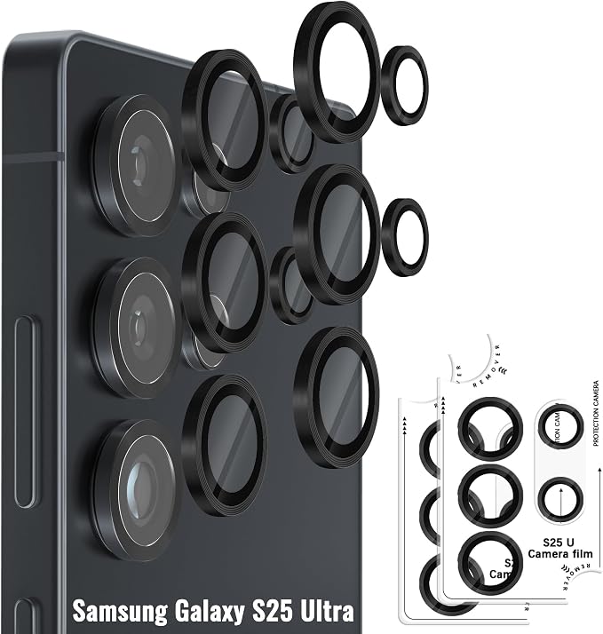 Orzero (2 Sets Camera Lens Protector for Samsung Galaxy S25 Ultra, [EZ Install] [Case-Friendly] 9H Tempered Glass CD Pattern Lens Cover, Military-Grade Shockproof, HD Clarity Anti-Glare - Black by JumpIntoOrzeroLet%E2%80%99sExploreLikeNeverBefore
