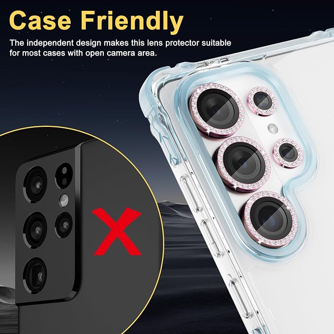 Camera Lens Protector for Samsung Galaxy S26 Ultra, Diamond Pink | Tempered Glass, Auto-align Tray, Easy Installation, Case Friendly, Anti-Scratch, HD Clear, Ultra Slim - Image 5