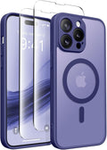 CAPRARO for iPhone 14 Pro Case, Compatible with MagSafe | Upgraded [Full Camera Protection] Shockproof Protective Slim Translucent Matte Magnetic Phone Case 6.1'', Purple Eggplant by CAPRARO