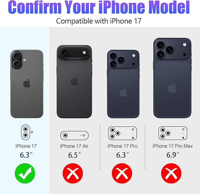AGVEE 3+3 6 Pack for iPhone 17 Camera Lens Protector Cover | Individual Bling Diamond & Bling Glitter Sparkle Cute Gem Metal Ring, 9H Tempered HD Glass - Image 2