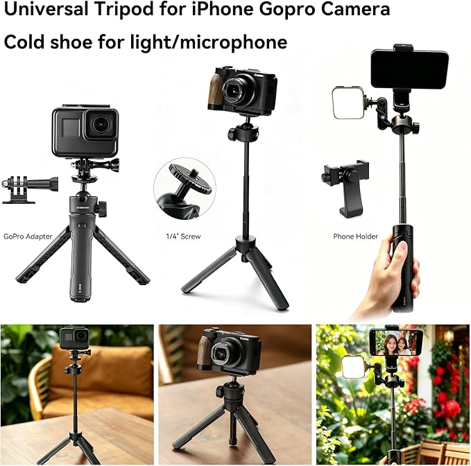 One-Click Mini Desktop Tripod for Camera, Phone & Action Cam | Adjustable Foldable Stand for Streaming, Zoom Meetings, Vlog Recording & Content Creation - Image 7