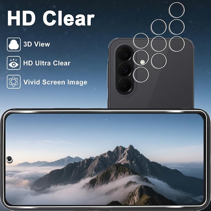 3+3 Pack for Samsung Galaxy A37 5G Screen Protector + Camera Lens Protector | 9H Tempered Glass, Anti Scratch, Easy Installation, Bubble Free, HD Clarity, Case Friendly - Image 4