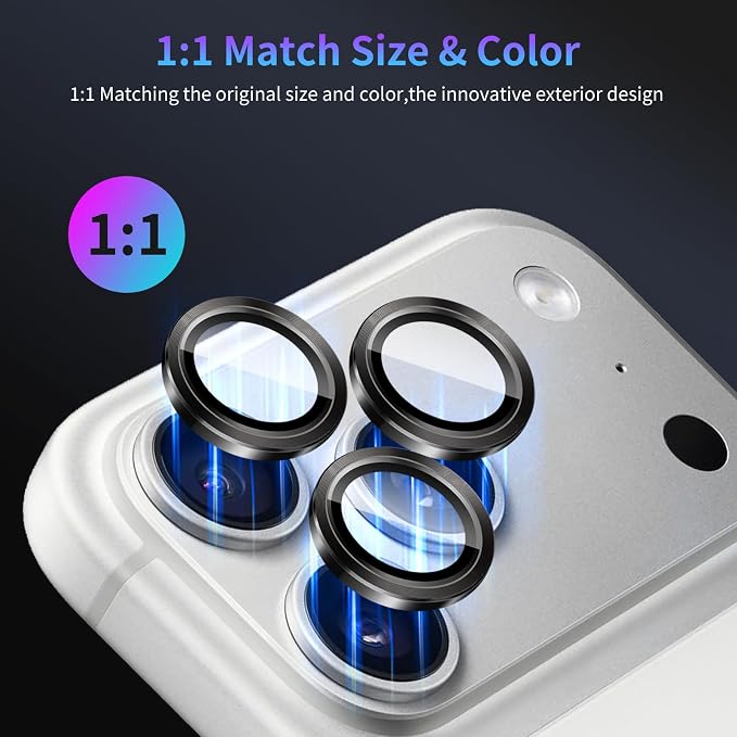 Camera Lens Protector for iPhone 17 Pro/iPhone 17 Pro Max,1 Pack | Tempered Metal Glass Camera Cover Film,HD Clear,Anti-Scratch Lens Screen Protector Film,Case Friendly,Black Titanium - Image 5