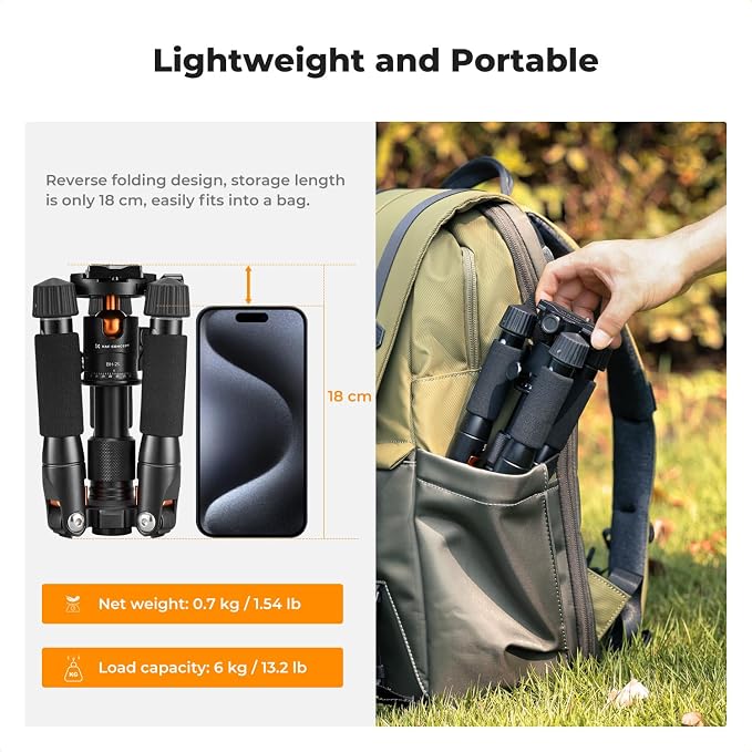 K&F CONCEPT 20.5" Mini Desktop Tripod | 360 Degree Ball Head, 1/4 inch Quick Release Plate, For Camera Video Camcorder, Load up to 13.22 lbs/6 KG. S225A0+BH-25L - Image 2