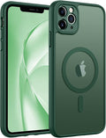 FNTCASE for iPhone 11 Pro Max Case, Fit for Magsafe, Full Camera Protection | Translucent Matte Magnetic Phone Back, 14FT Military Grade Drop Proof, Slim Shockproof Protective Cover, Green by FNTCASE