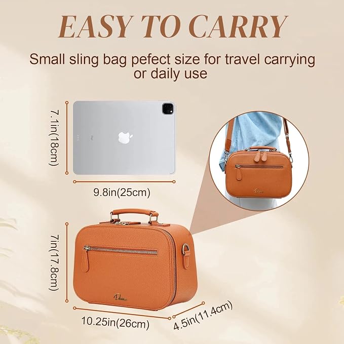 Camera Sling Bag, Waterproof PU Leather Crossbody Camere Bag for Photographers, Small Shockproof Case with Removable Dividers for DSLR/SLR/Mirrorless, 4L Brown - Image 3