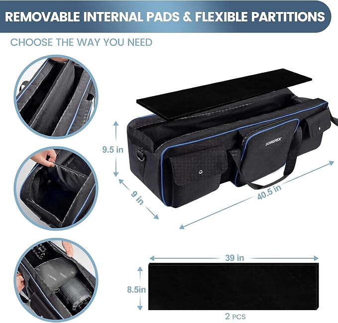 YOREPEK 40.5" Heavy Tripod Carrying Case Bag with 2 Padding Protective Pads | Water Resistant Light Stand Bag for Tripods, Monopods, Speaker Stands, Umbrellas, Studio Equipment Case fit Tripods Manfrotto - Image 2
