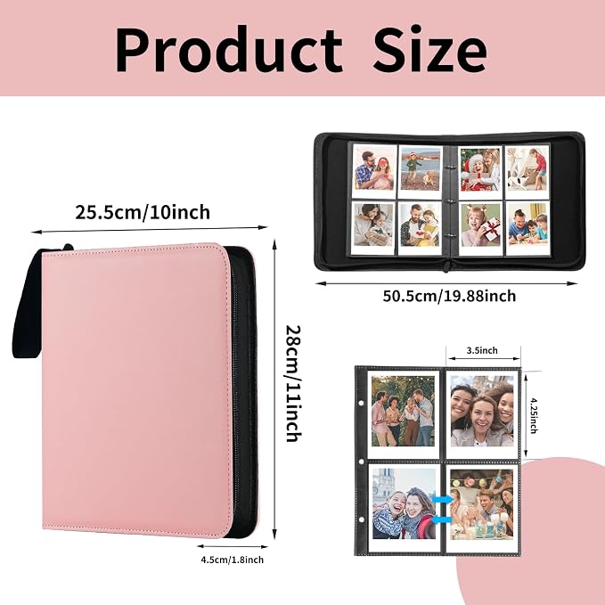 Polaroid Photo Album Book with 240 Pockets 3.5x4.25 Inch Pictures Fits for Polaroid i-Type, 600, SX-70，Go instant photos and Fujifilm Instax Wide Square Photos（Pink） - Image 2