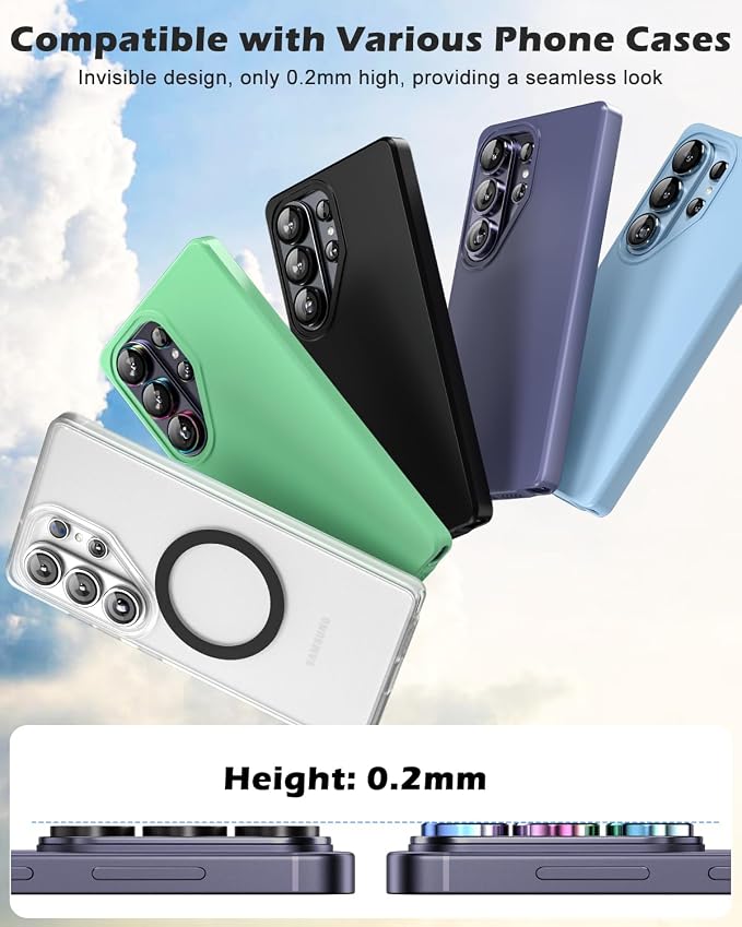 CloudValley for Samsung Galaxy S26 Ultra Camera Lens Protector | 9H Tempered Glass + Aluminum Alloy Lens Protective Ring Ultra-HD Individual Lens Cover,Colorful - Image 6