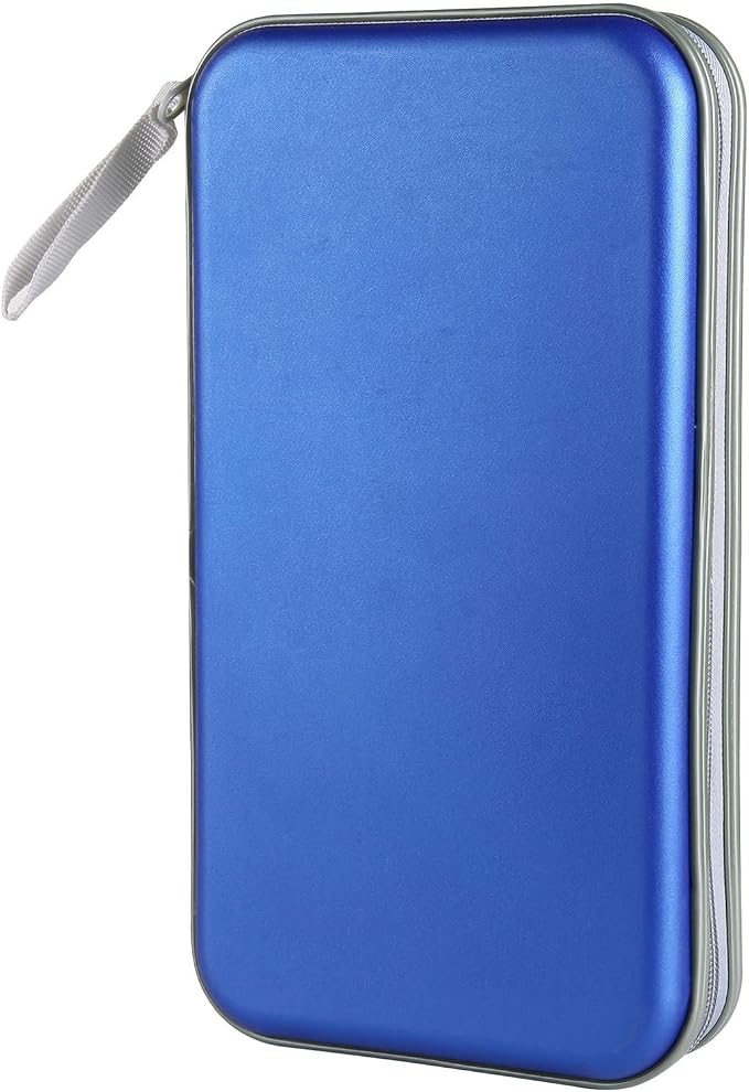 Siveit CD DVD Cases 96 Capacity Disc Storage Binder for Car(Blue) | Hard Plastic CD DVD Disc Cases Storage Binder Wallet for Car Home Office Travel by Siveit