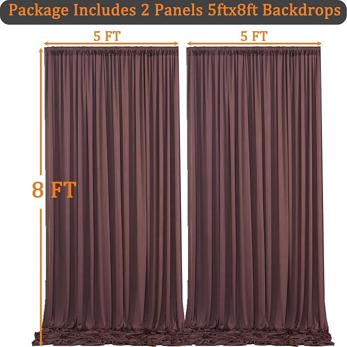 10x8 ft Wrinkle Free Brown Backdrop Curtain for Parties, Thick Polyester Photo Backdrop Drapes 2 Panels for Wedding Birthday Party Photography Background Baby Shower - Image 6