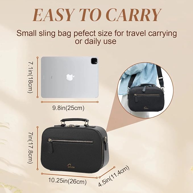 Camera Sling Bag, Waterproof PU Leather Crossbody Camere Bag for Photographers, Small Shockproof Case with Removable Dividers for DSLR/SLR/Mirrorless, 4L Black - Image 3