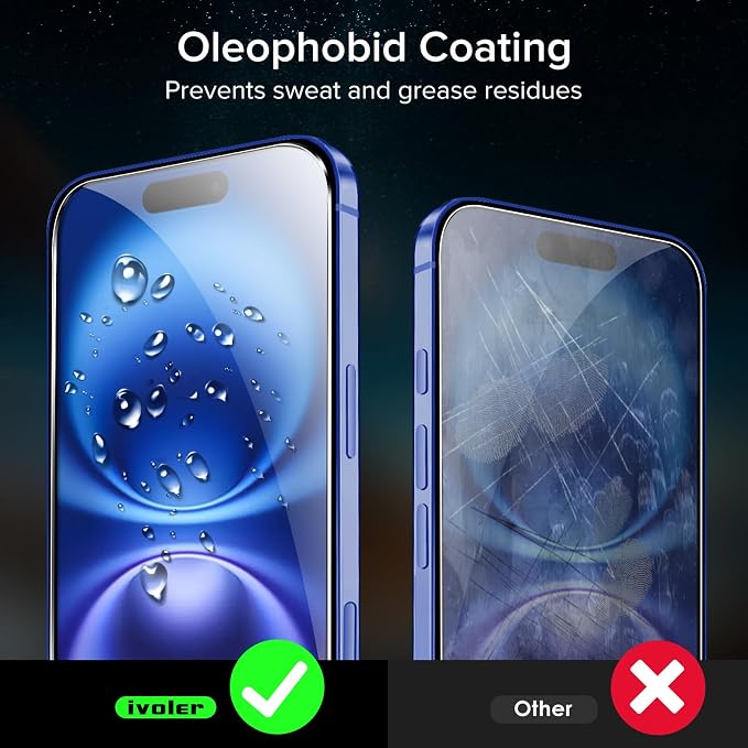 ivoler Screen Protector for iPhone 16/15 6.1" Tempered Glass 2-Pack | with [Easy Installation Frame], Anti-Scratch Case Friendly Clear HD Film for iPhone 16 6.1 inch - Image 6