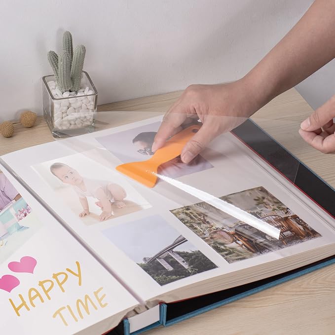 Large Photo Album Self Adhesive 4x6 8x10 10x12 Scrapbook Magnetic Album DIY Scrapbook Length 13 x Width 12.8 (Inches) 120 Sticky Pages Linen Cover DIY Photo Album(Sky blue) - Image 2