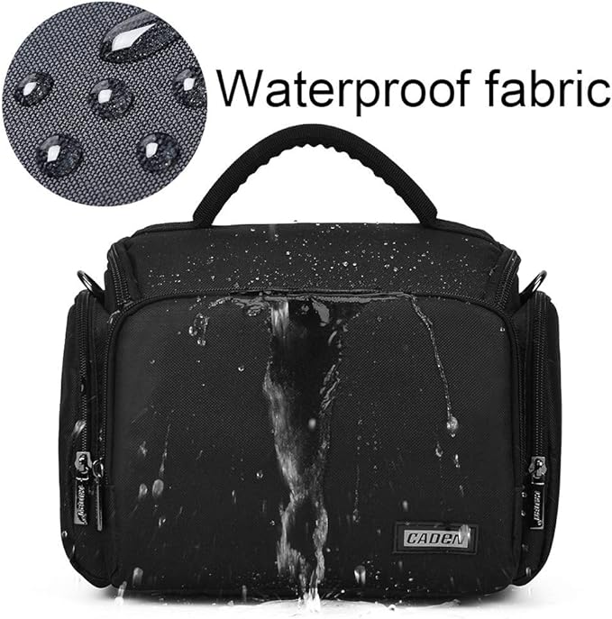 CADeN Camera Shoulder Crossbody Bag Case Compatible for Nikon, Canon, Sony SLR/DSLR Mirrorless Cameras and Lenses Waterproof(1.0 M, Black) - Image 2