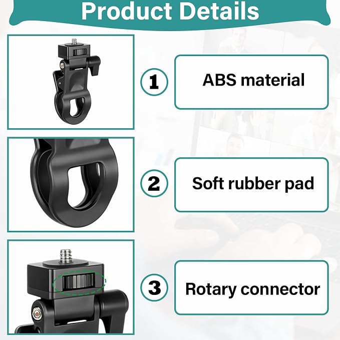 Selfie Phone Light Clip – Portable Clip-On Light for Phone, Camera, Laptop, Webcam, Tripod with 1/4" Thread Mount, Compatible for Zoom or Video Call - Image 3