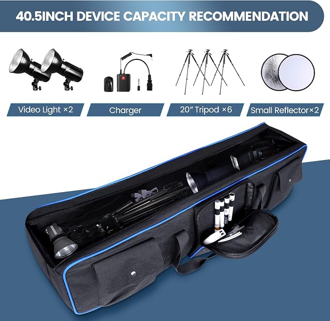 YOREPEK 40.5" Heavy Tripod Carrying Case Bag with 2 Padding Protective Pads | Water Resistant Light Stand Bag for Tripods, Monopods, Speaker Stands, Umbrellas, Studio Equipment Case fit Tripods Manfrotto - Image 3