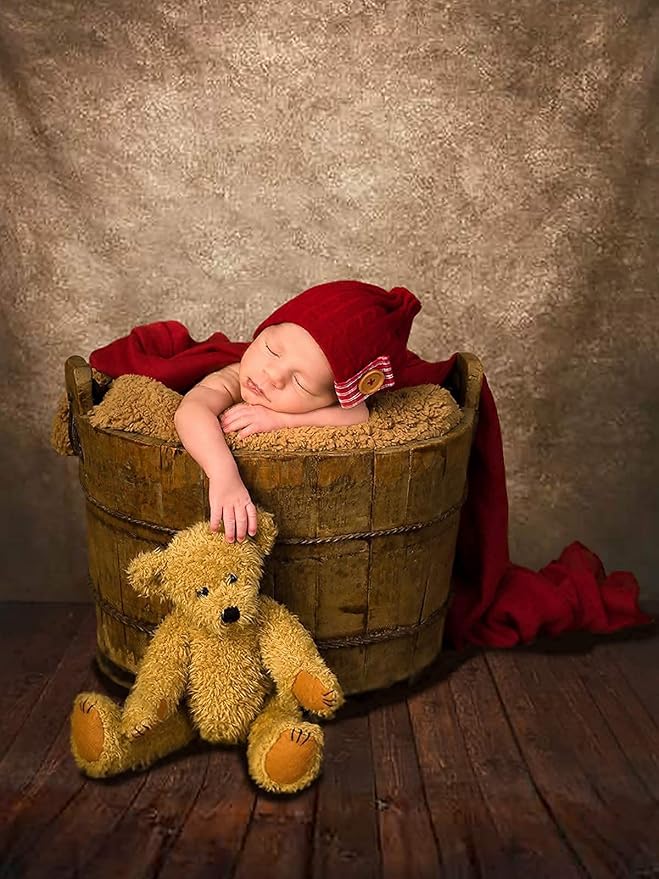 Allenjoy 5x7ft Soft Fabric Brown Wall with Wooden Floor Photography Backdrop Newborn Baby Photoshoot Abstract Portraits Photo Photographer Background Props - Image 5