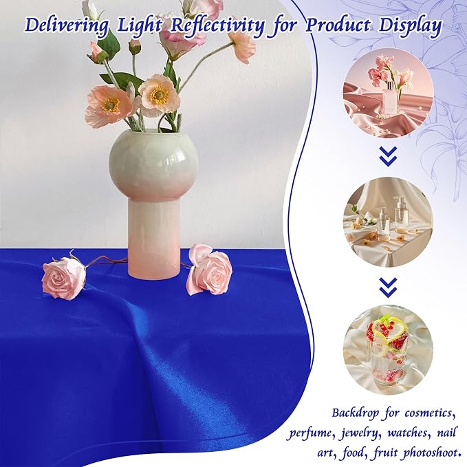 RUDONG M Satin Photography Backdrop, Royal Blue, 3.3x2.5ft | Wrinkle-Free, Silky Fabric, For Jewelry/Cosmetics/Flat Lay/Studio, 100x75cm - Image 5