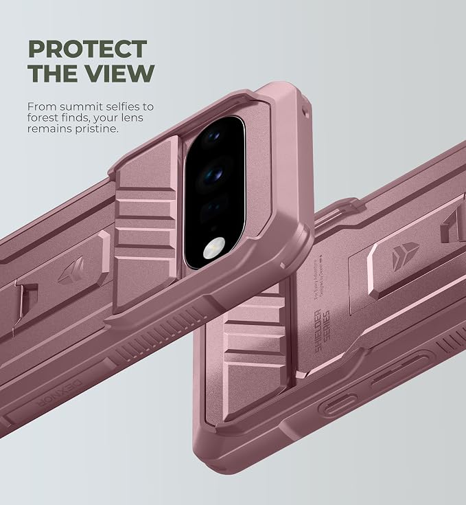 Dexnor for Google Pixel 11 Pro XL Case with Slide Camera Cover & 2 Front Frames & Built-in Screen Protector & Kickstand,Full-Body Shockproof Protective Cover Heavy-Duty Rugged Cases,Peony Pink(2026) - Image 3