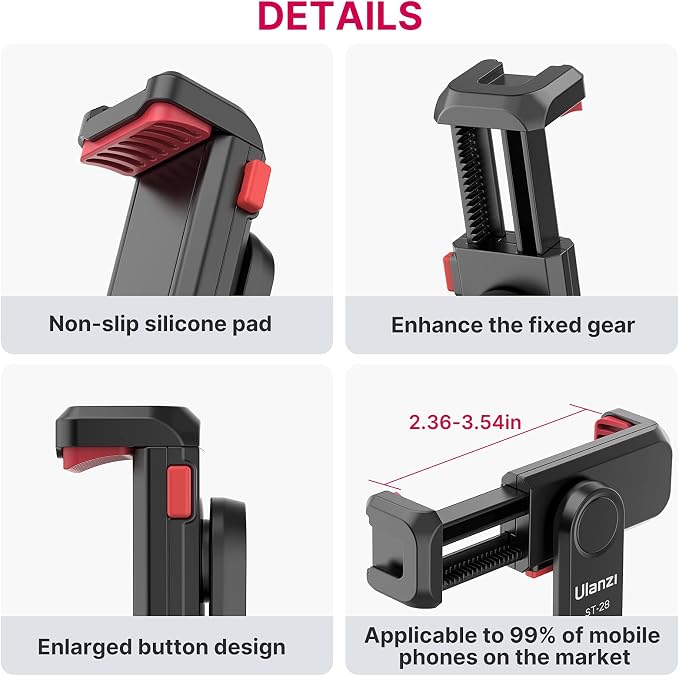 ULANZI ST-06S Phone Tripod Mount Holder for iPhone | Camera Hot 2 Cold Shoe Phone Mount Compatible for iPhone Android Sony Canon DJI Ronin S/SC Zhiyun Gimbals - Image 6