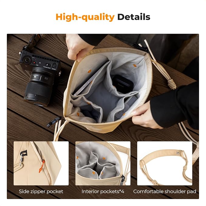 K&F CONCEPT Camera Sling Bag Small Compact Case | Cute Soft Camera Pouch, Handbag, for Urban Street Photography, BS05 - Image 4