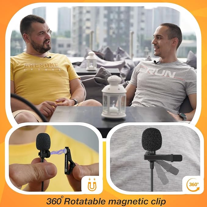 Dual Lavalier Microphone Set for iPhone, Android & Camera – Professional Clip-On Lapel Microphones for Interviews, Podcasting, YouTube, Video Recording, Vlogging & Online Teaching - Image 3