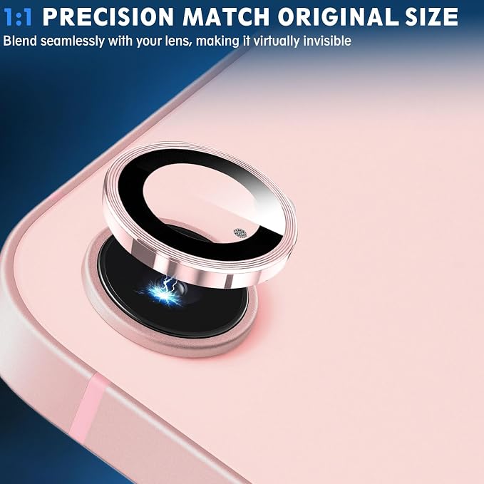 SiHPuoy 3pcs Camera Lens Protector for iPhone 17e/16e, Tempered Glass,Pink | 9H+ Hardness, Military Grade Shatterproof, Anti-Scratch, Case Friendly, HD Metal Camera Cover, Does not Affect Night Shots - Image 5