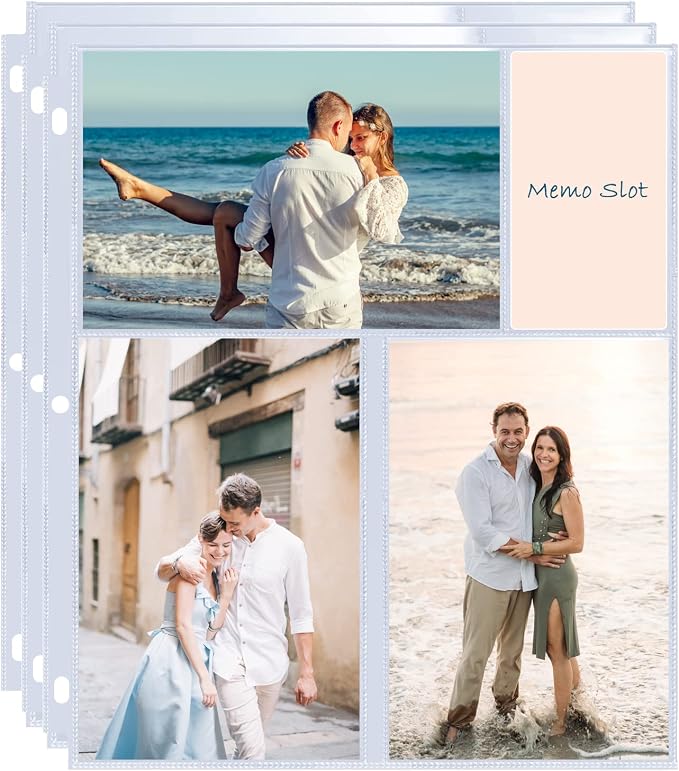 60 Pack 4x6 Photo Album Refill Pages for 3 Ring Binder,Ultra-Clear Photo Sleeves Holding 360 Pictures, Double-Sided 3 Pockets Photo Pages with Memo Slot,Photo Sheet Protector for Photos and Postcards - Image 9