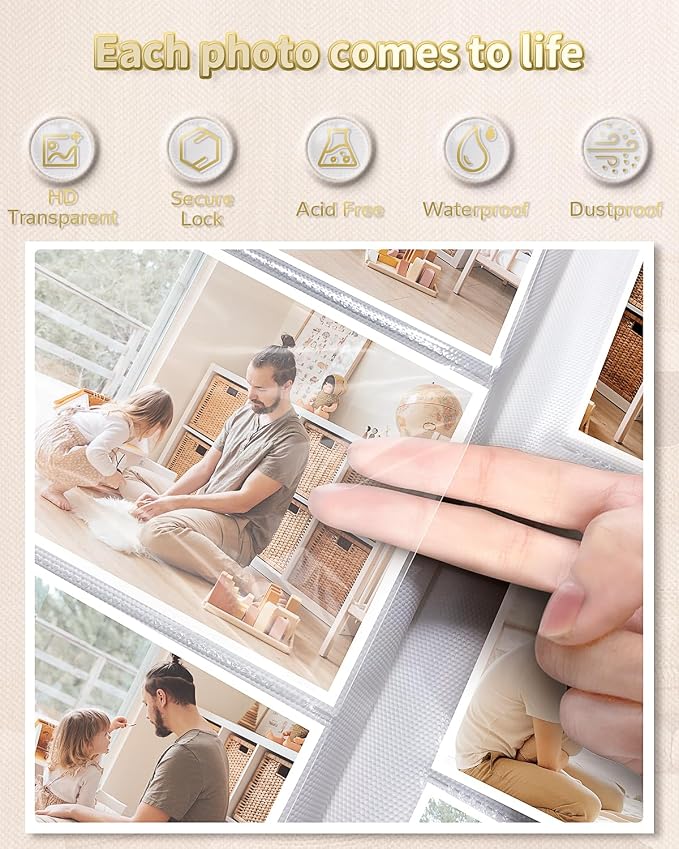 Artfeel Photo Album 4x6 with 300 Pockets,Slip-in Picture Albums,Linen Cover Memory Book with Front Window,White Page Vertical Photo Book for Wedding,Family,Anniversare,Baby,Vacation - Image 4