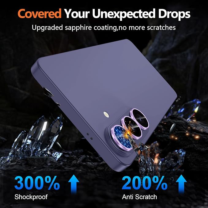for Samsung Galaxy S26 Plus Camera Lens Protector, Individual Metal Ring Tempered Glass Lens Cover, [Strong Adsorption] Scratch Resistant Ultra-Thin HD Clear Lens Cover, 1 Set-Purple Ring - Image 5