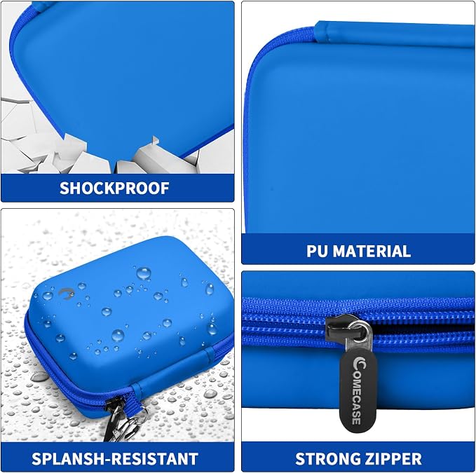 Comecase Digital Camera Case for Kodak PIXPRO FZ55/FZ45, Blue | Hard EVA Shell,Pre-Cut Foam, Accessories Mesh Pocket, Wrist Strap, Compact for Travel, School and Daily Storage. Case only. - Image 3