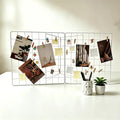 Foldable Desktop Photo Display Rack & Grid Display Board, Fold Flat for Easy Storage with 20 Wooden Clips – Photo, Accessory & Handcraft Display Organizer for Home Office White by Unknown