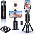 UBeesize Auto Face Tracking Tripod with Adjustable Desk Tripod, 360° Rotating vlogging kit for iPhone with Remote & Gesture Control, Rechargeable Selfie Fill Light, No App Required by UBeesize