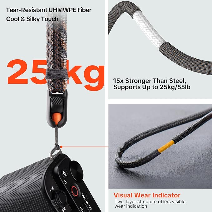 PGYTECH Rope Camera Wrist Strap Slim Trendy Style, Adjustable Quick Release | Camera Hand Strap for Fujifilm/Sony/Nikon/Canon Camera/Phone for Photographers, Anti-Drop, Holds 55.1lb, Twilight Black - Image 6