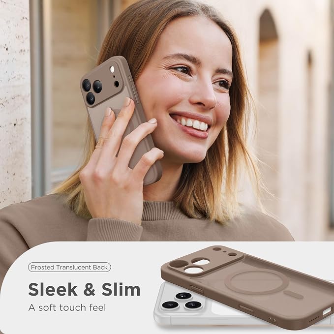 CAPRARO for iPhone 17 Pro Max Case, Compatible with MagSafe | Upgraded [Full Camera Protection] Protective Translucent Matte Women Girl Magnetic Phone Case Cover, Withered Brown - Image 8