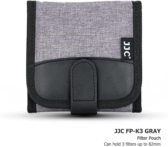 JJC 3-Pocket Lens Filter Pouch Case, Wallet for Circular Filters up to 82mm | Padded Folding Filter Bag, with Belt Loop & Fasten Closure, Durable Polyester Material, Dustproof, Compact to Travel - Image 2