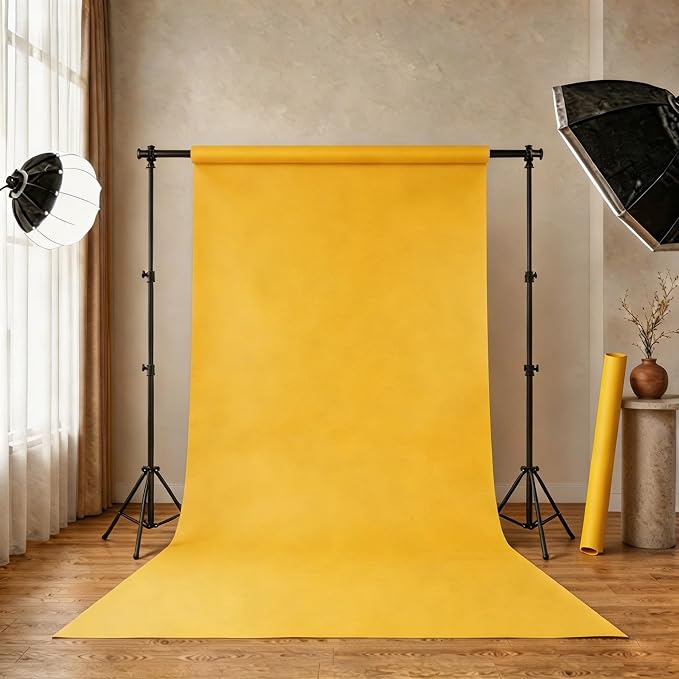 Yellow Seamless Paper Backdrop, Yellow Backdrop Paper 53" x16.4' | Heavyweight matte backdrop paper with non-reflective surface for portraits, videos, product photos and studio photography. - Image 2