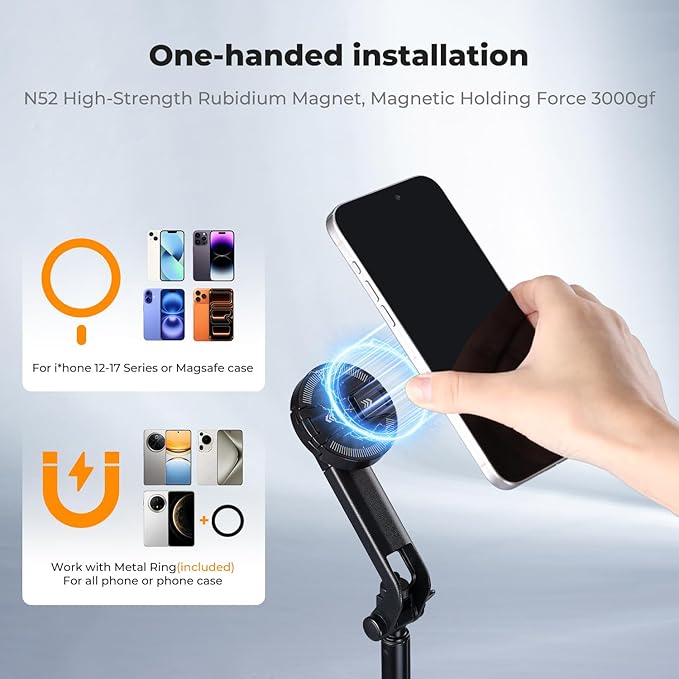 K&F CONCEPT 72" Selfie Stick for iPhone, Phone Tripod | Clip & Magnetic, Remote, 1s Open & Close, Compatible with iPhone 17-12 Osmo Pocket 4/3 Luna Ultra, X97C6 - Image 2