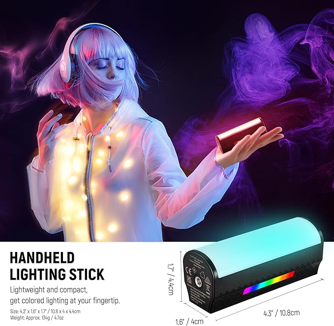 NEEWER TL97C Magnetic Handheld Light Wand with App Control | 360° Full RGB Mini LED Video Light Stick, 2500mAh Battery, 2500K-8500K Dimmable CRI97, 17 Scenes for Photography Vlog - Image 3