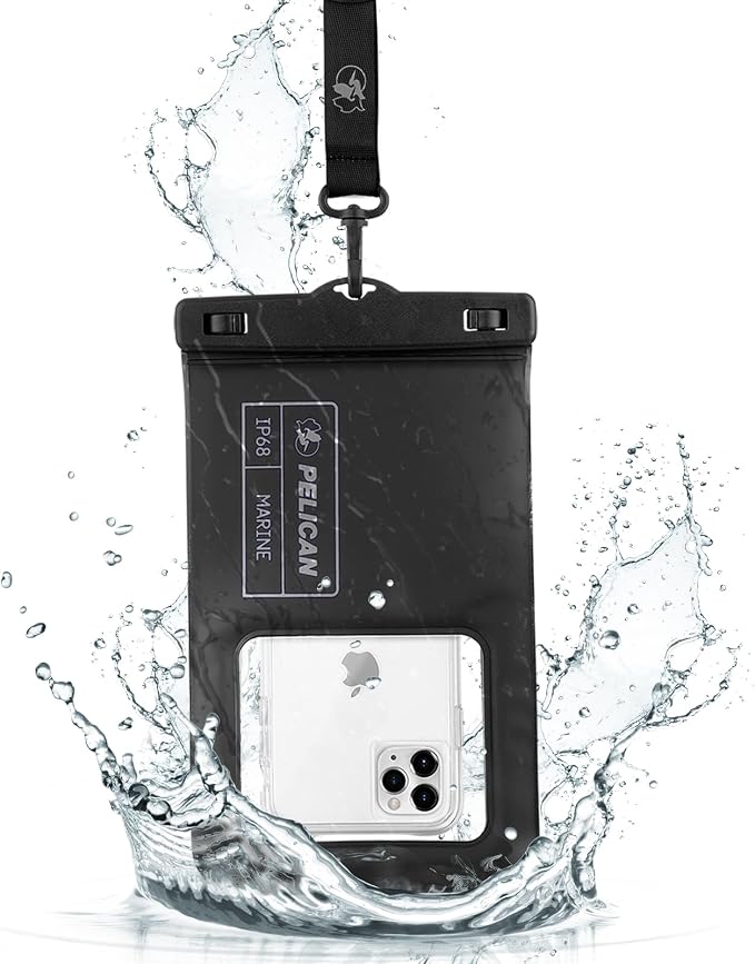 Pelican Marine Waterproof Phone Pouch (XL) - Stealth Black | Touchscreen IP68 Floating Waterproof Phone Case w/Detachable Lanyard - Fits All Phones - Beach Cruise Ship Travel Essentials by Unknown