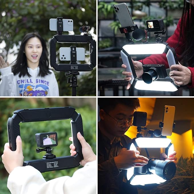 Smartphone Video Rig PICTRON U200 Handheld LED Ring Light Selfie Light | Phone Video Stabilizer for Camera, Smartphone, Action Camera, YouTube, Setup, Filmmaking, Makeup, Vlogging - Image 6