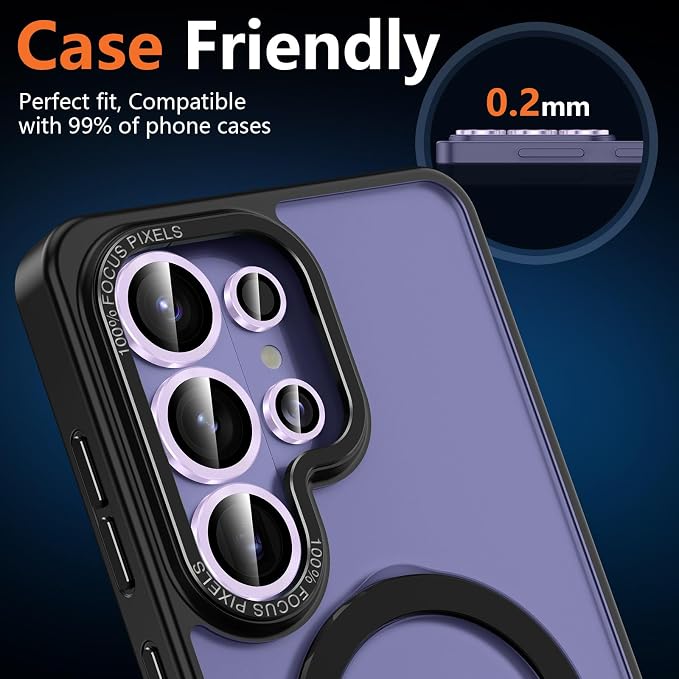 for Samsung Galaxy S26 Ultra Camera Lens Protector, Individual Metal Ring Tempered Glass Lens Cover, [Strong Adsorption] Scratch Resistant Ultra-Thin HD Clear Lens Cover, 1 Set-Lavender - Image 6