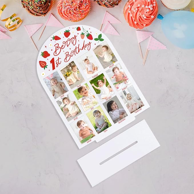 My First Year Photo Board Baby Milestone Signs One Year of Baby Photo Board, Best Babies Keepsake 10x14 Inches Acrylic Sign Decor Fits 2" x 3" Photo A03 - Image 6
