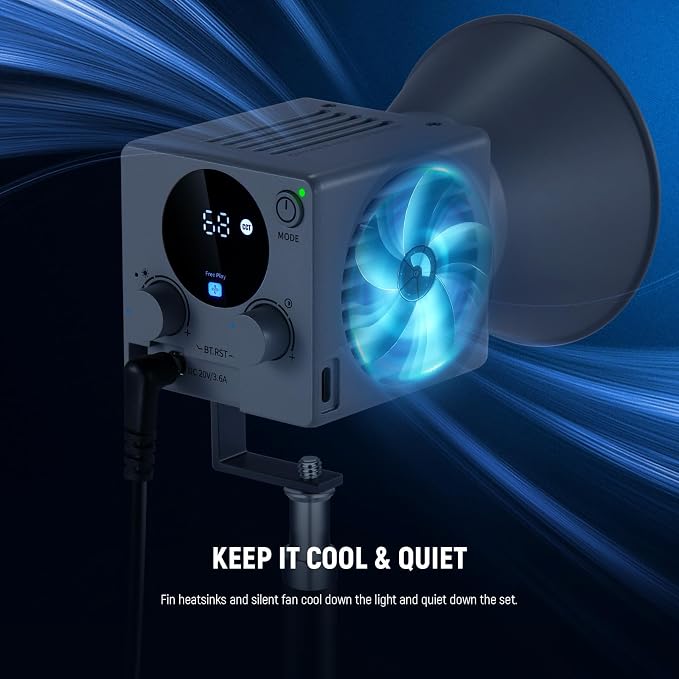NEEWER HS60B Mini Video Light with App Control, 60W Handheld Portable Bi Color COB LED Continuous Output Lighting with 35000lux/1m 2700-6500K 0-100% PWM Dimming CRI/TLCI 97+ 12 Scenes USB Type C - Image 5